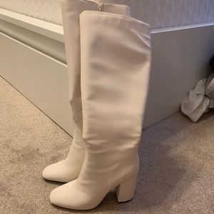 white leather boots